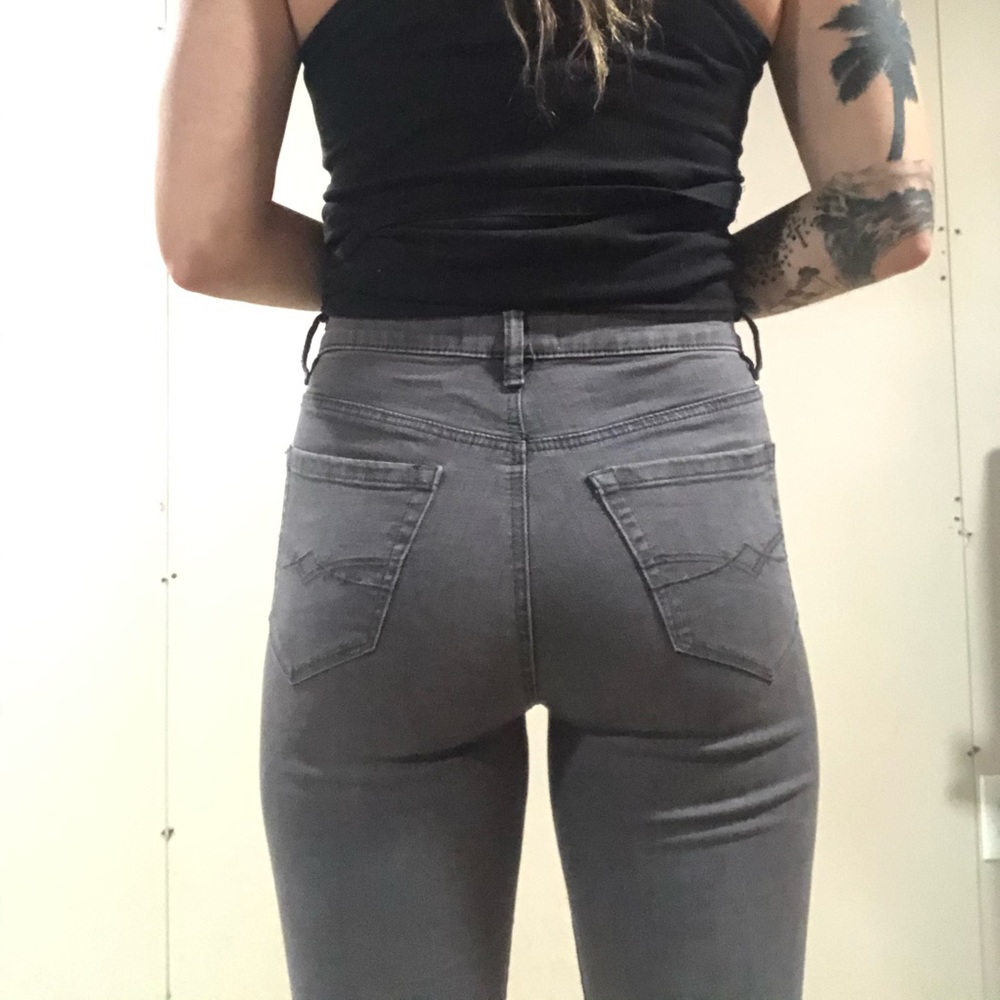 Grey high rise jeans
